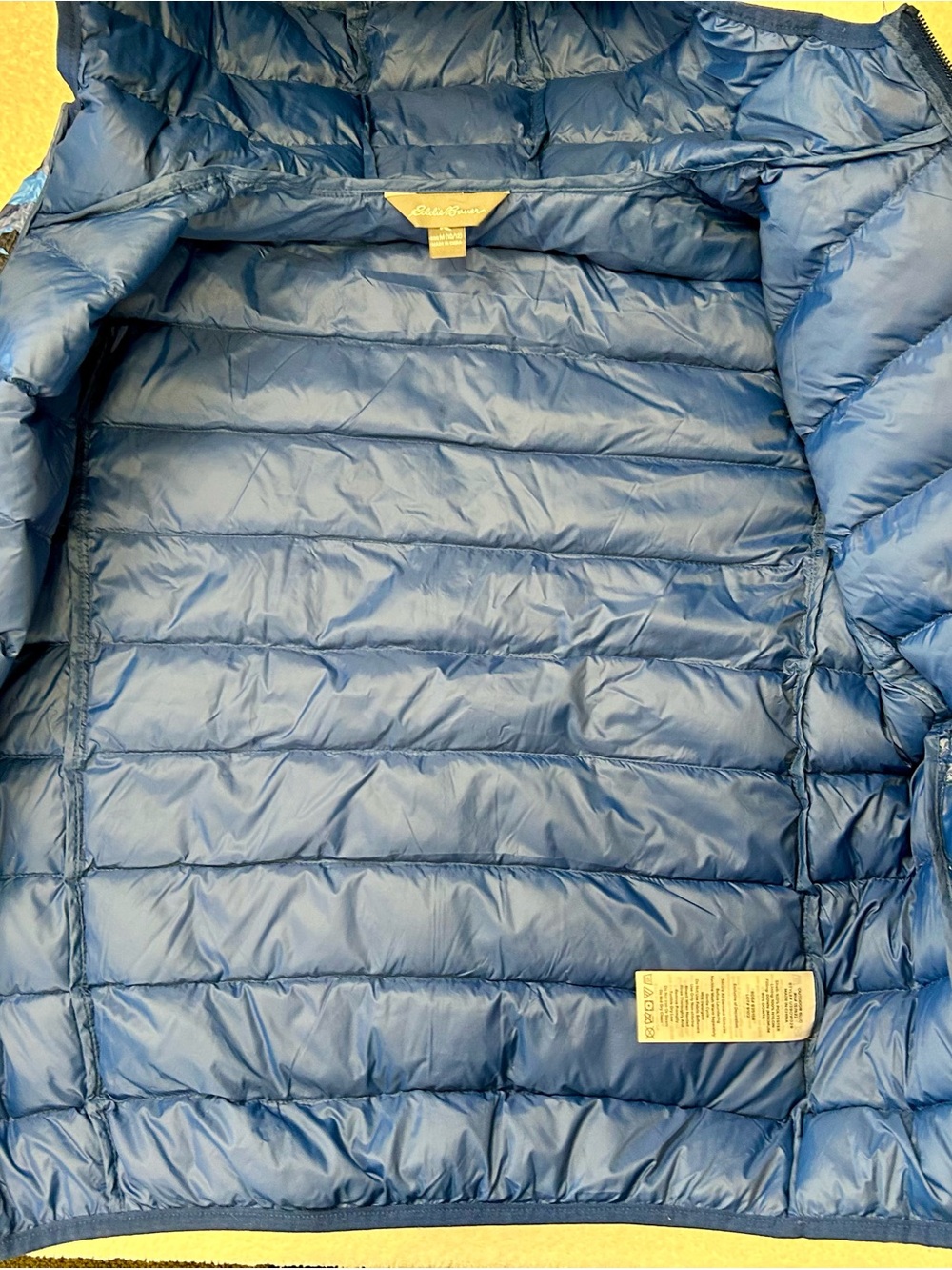 Eddie Bauer Kids M 10/12 Blue Camo Down Hooded Puffer Jacket - Picture 7 of 10